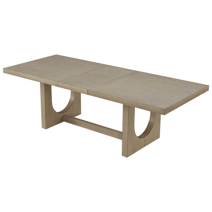 Margie U-Shaped Wood Extendable Dining Table, 78"-95.9"