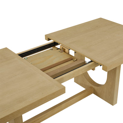 Margie U-Shaped Wood Extendable Dining Table, 78"-95.9"