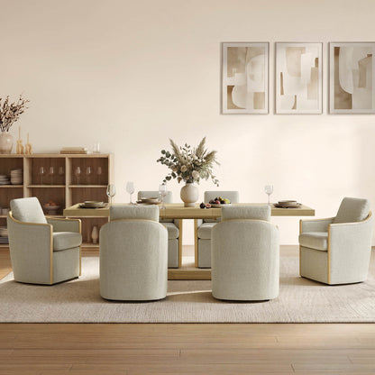 Margie U-Shaped Wood Extendable Dining Table, 78"-95.9"