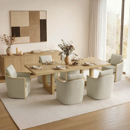 Margie U-Shaped Wood Extendable Dining Table, 78"-95.9"