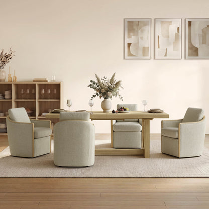Margie U-Shaped Wood Extendable Dining Table, 78"-95.9"