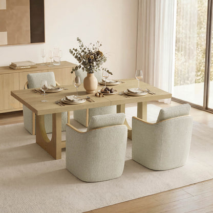 Margie U-Shaped Wood Extendable Dining Table, 78"-95.9"