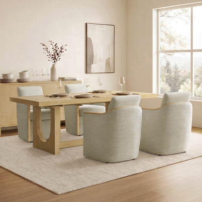 Margie U-Shaped Wood Extendable Dining Table, 78"-95.9"