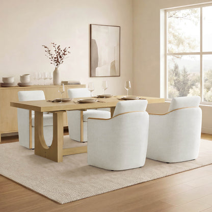 Margie U-Shaped Wood Extendable Dining Table, 78"-95.9"