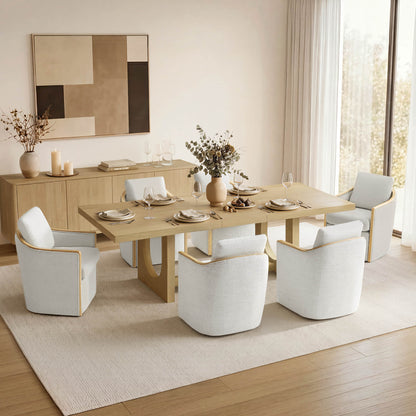 Margie U-Shaped Wood Extendable Dining Table, 78"-95.9"