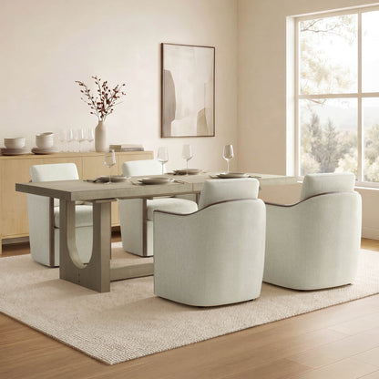 Margie U-Shaped Wood Extendable Dining Table, 78"-95.9"
