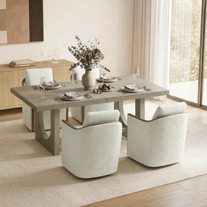 Margie U-Shaped Wood Extendable Dining Table, 78"-95.9"