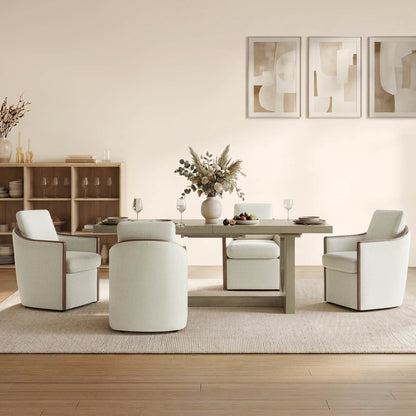 Margie U-Shaped Wood Extendable Dining Table, 78"-95.9"
