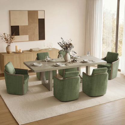 Margie U-Shaped Wood Extendable Dining Table, 78"-95.9"