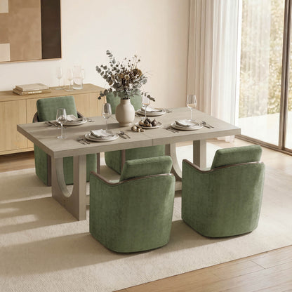 Margie U-Shaped Wood Extendable Dining Table, 78"-95.9"