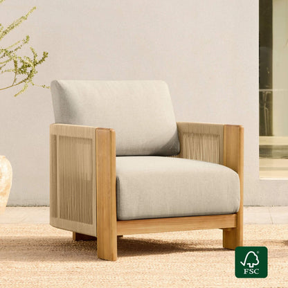Marisol Outdoor Fully-assembled Rope Wood Accent Chair