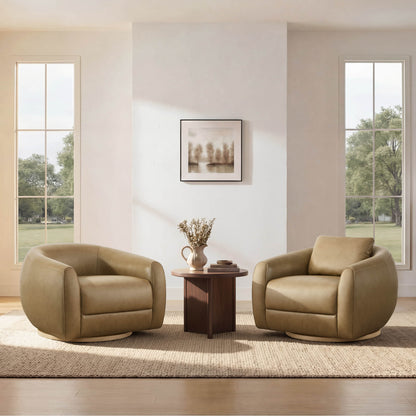 Mateo Modern Genuine Leather Swivel Accent Chair