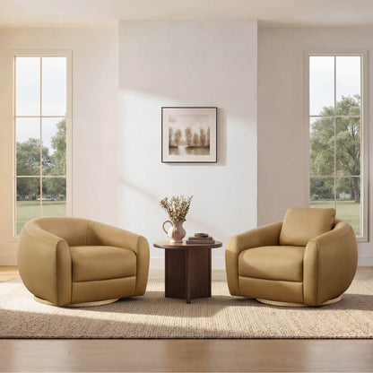 Mateo Modern Genuine Leather Swivel Accent Chair
