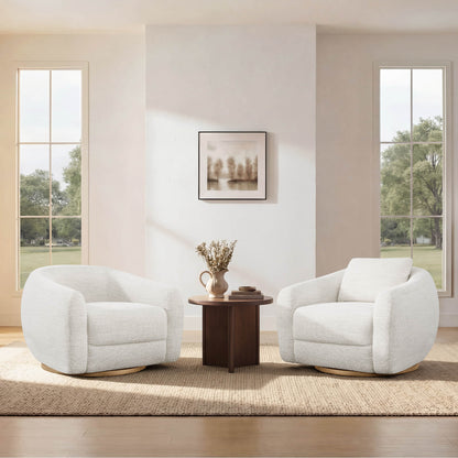 Mateo Modern Genuine Leather Swivel Accent Chair