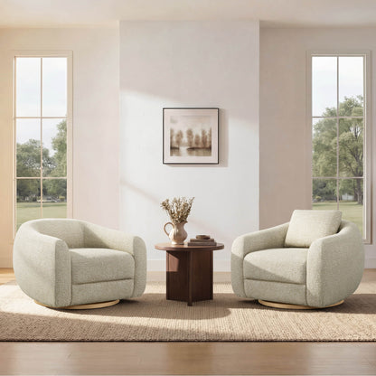 Mateo Modern Genuine Leather Swivel Accent Chair