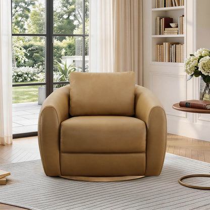 Mateo Modern Genuine Leather Swivel Accent Chair