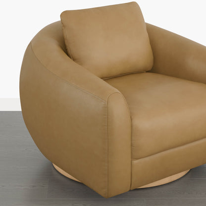 Mateo Modern Genuine Leather Swivel Accent Chair