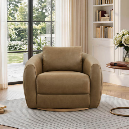 Mateo Modern Genuine Leather Swivel Accent Chair