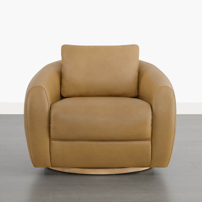 Mateo Modern Genuine Leather Swivel Accent Chair