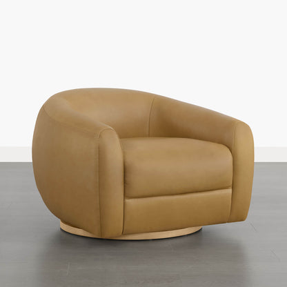 Mateo Modern Genuine Leather Swivel Accent Chair