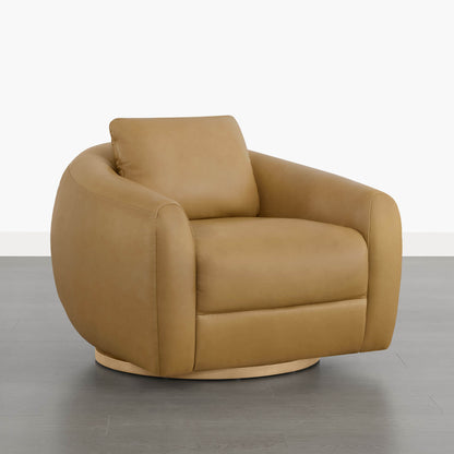 Mateo Modern Genuine Leather Swivel Accent Chair