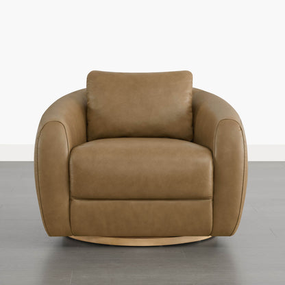 Mateo Modern Genuine Leather Swivel Accent Chair