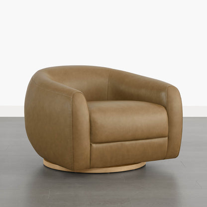 Mateo Modern Genuine Leather Swivel Accent Chair