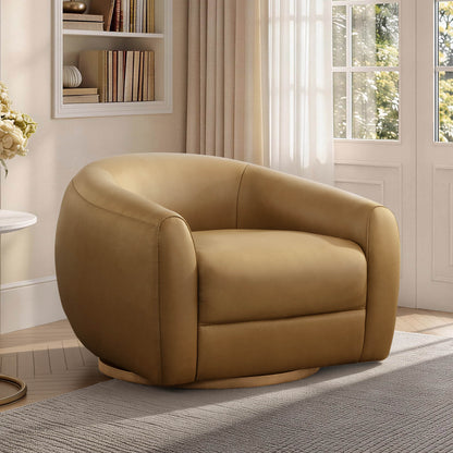 Mateo Modern Genuine Leather Swivel Accent Chair