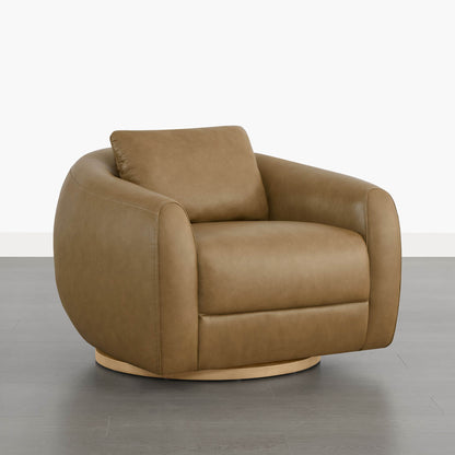 Mateo Modern Genuine Leather Swivel Accent Chair