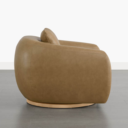 Mateo Modern Genuine Leather Swivel Accent Chair