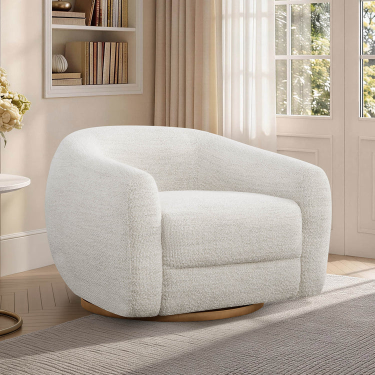 Mateo Modern Genuine Leather Swivel Accent Chair