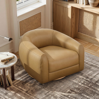 Mateo Modern Genuine Leather Swivel Accent Chair