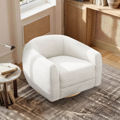 Mateo Modern Genuine Leather Swivel Accent Chair