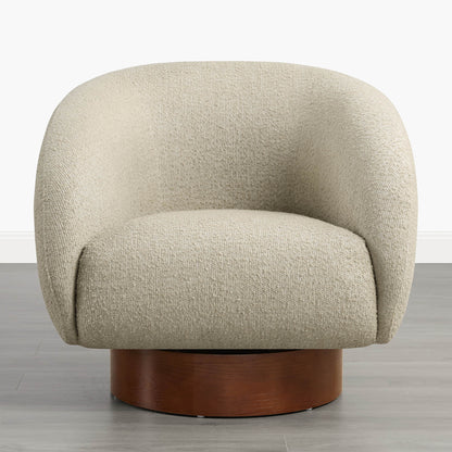 Maverick Genuine Leather Sculptural Wood Base Accent Chair