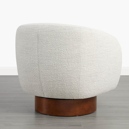 Maverick Genuine Leather Sculptural Wood Base Accent Chair