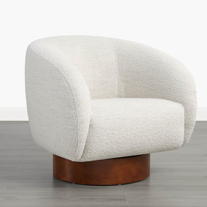 Maverick Genuine Leather Sculptural Wood Base Accent Chair