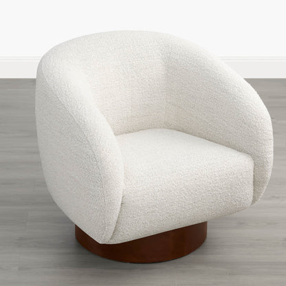 Maverick Genuine Leather Sculptural Wood Base Accent Chair