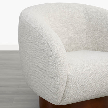 Maverick Genuine Leather Sculptural Wood Base Accent Chair