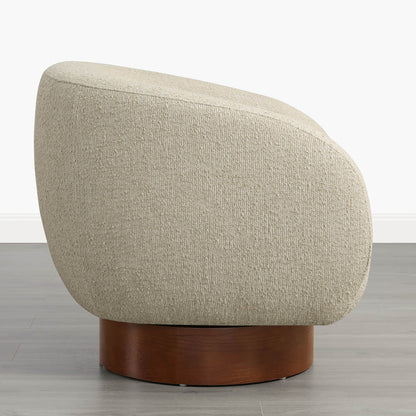 Maverick Genuine Leather Sculptural Wood Base Accent Chair