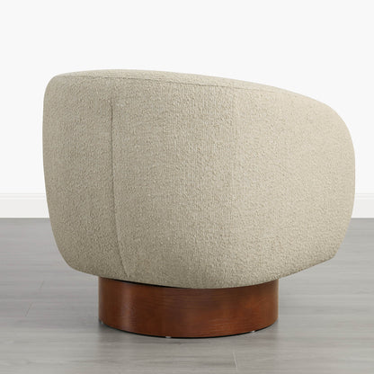 Maverick Genuine Leather Sculptural Wood Base Accent Chair