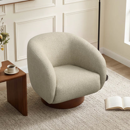 Maverick Genuine Leather Sculptural Wood Base Accent Chair
