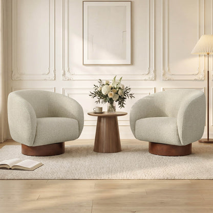 Maverick Genuine Leather Sculptural Wood Base Accent Chair