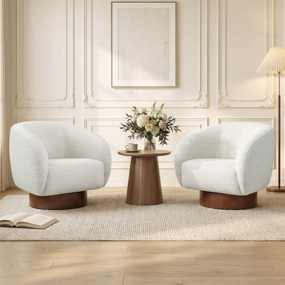 Maverick Genuine Leather Sculptural Wood Base Accent Chair