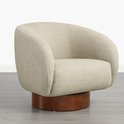 Maverick Genuine Leather Sculptural Wood Base Accent Chair