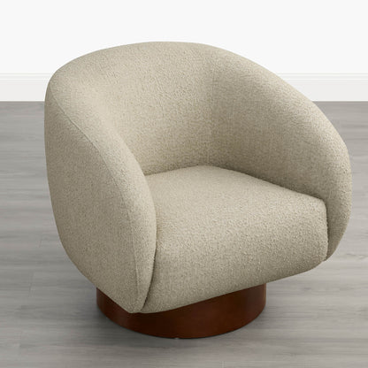 Maverick Genuine Leather Sculptural Wood Base Accent Chair