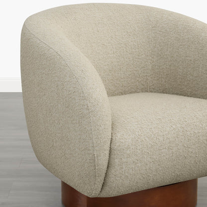 Maverick Genuine Leather Sculptural Wood Base Accent Chair
