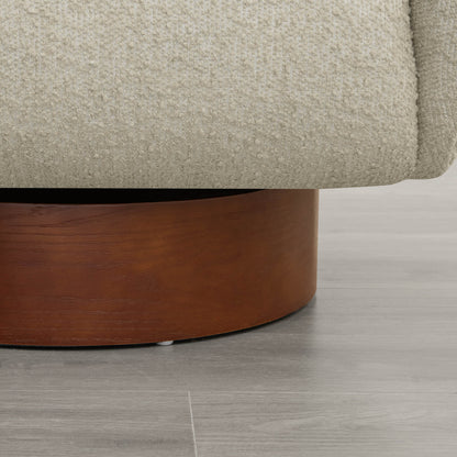 Maverick Genuine Leather Sculptural Wood Base Accent Chair