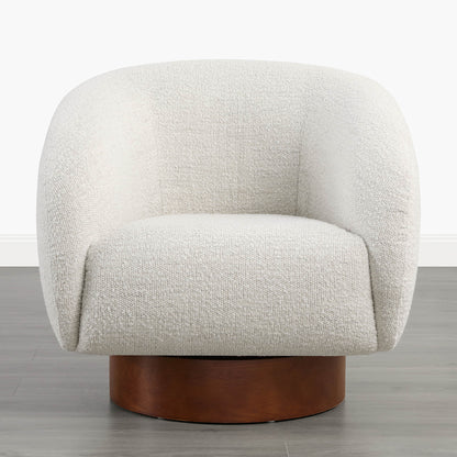 Maverick Genuine Leather Sculptural Wood Base Accent Chair