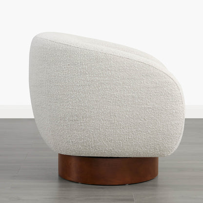 Maverick Genuine Leather Sculptural Wood Base Accent Chair