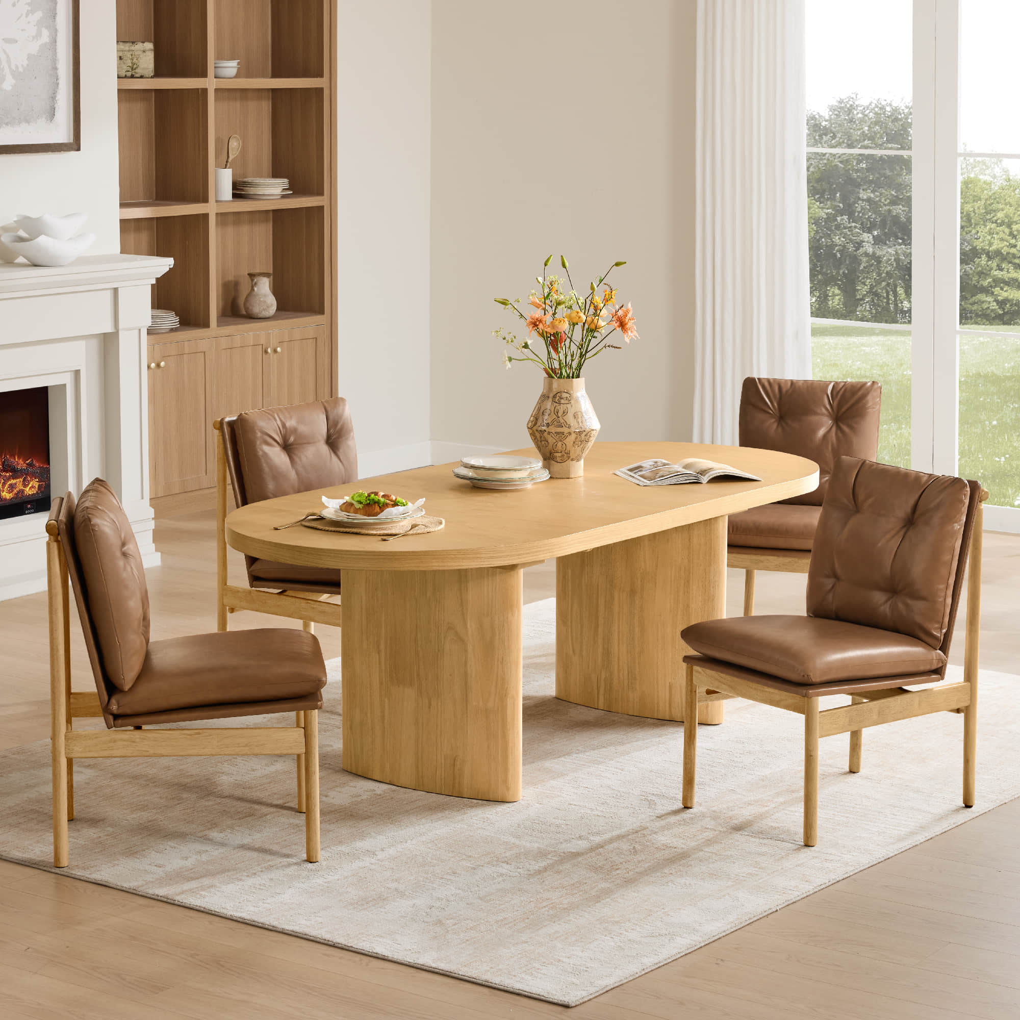 Merlin - 70.9"-86.6" Extendable Wood Dining Table Set for 4-6